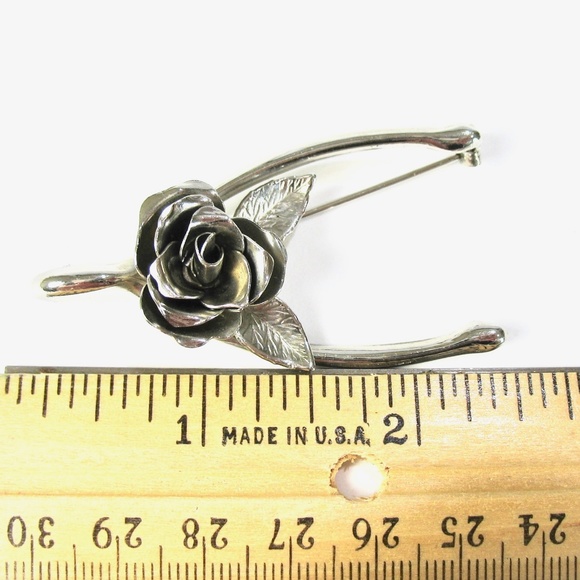 Coro Pin and Earring Set, 1950s, Rosebud, Wishbone - Picture 6 of 8